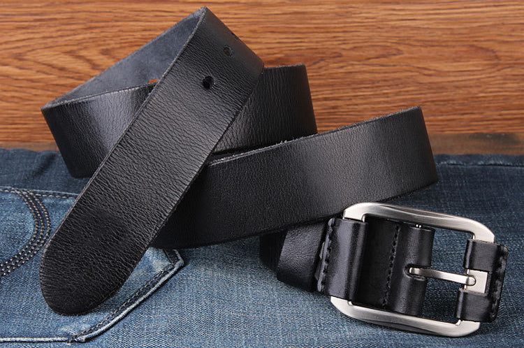 Black / 105 cm Men's Casual Belt - Natural Genuine Leather - skyjackerz