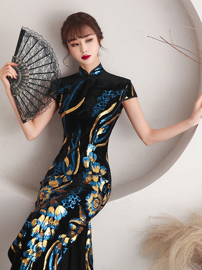 Women Catwalk Cheongsam Long Dress - skyjackerz