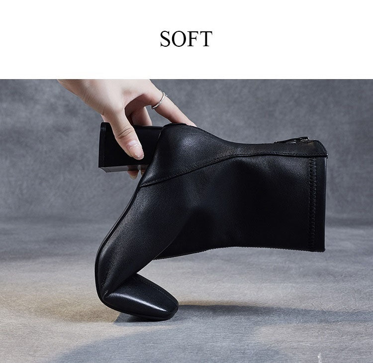Sheepskin Leather Mid-Calf Boots - skyjackerz