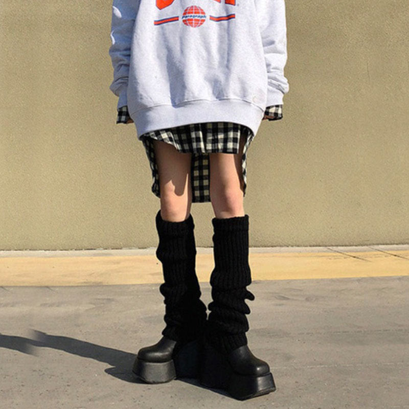 White-40cm Women's Cozy Knit Boot Stockings - skyjackerz