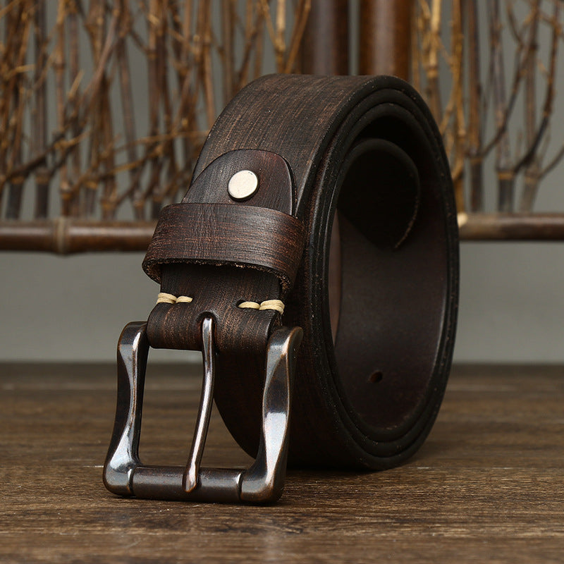 Coffee / 100 cm Men's Dress Belt - Business Style Pin Buckle - skyjackerz