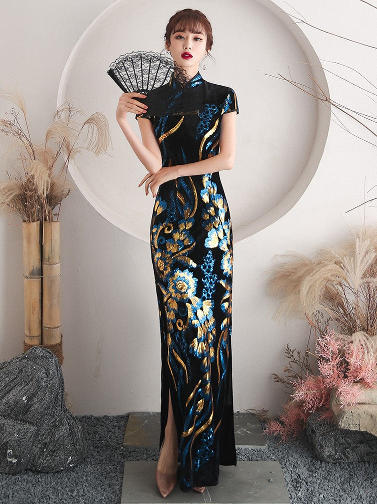 Women Catwalk Cheongsam Long Dress - skyjackerz