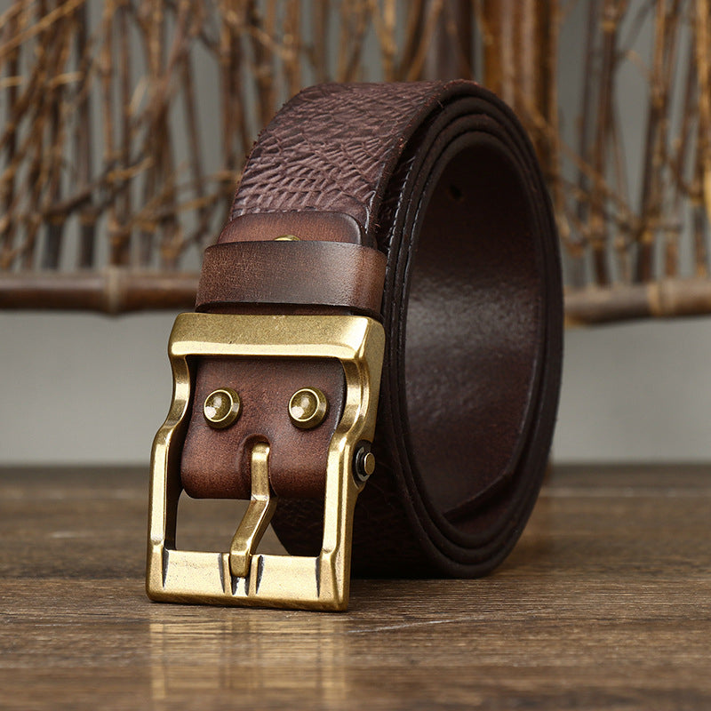 Men's Wide Leather Cowboy Belt - skyjackerz