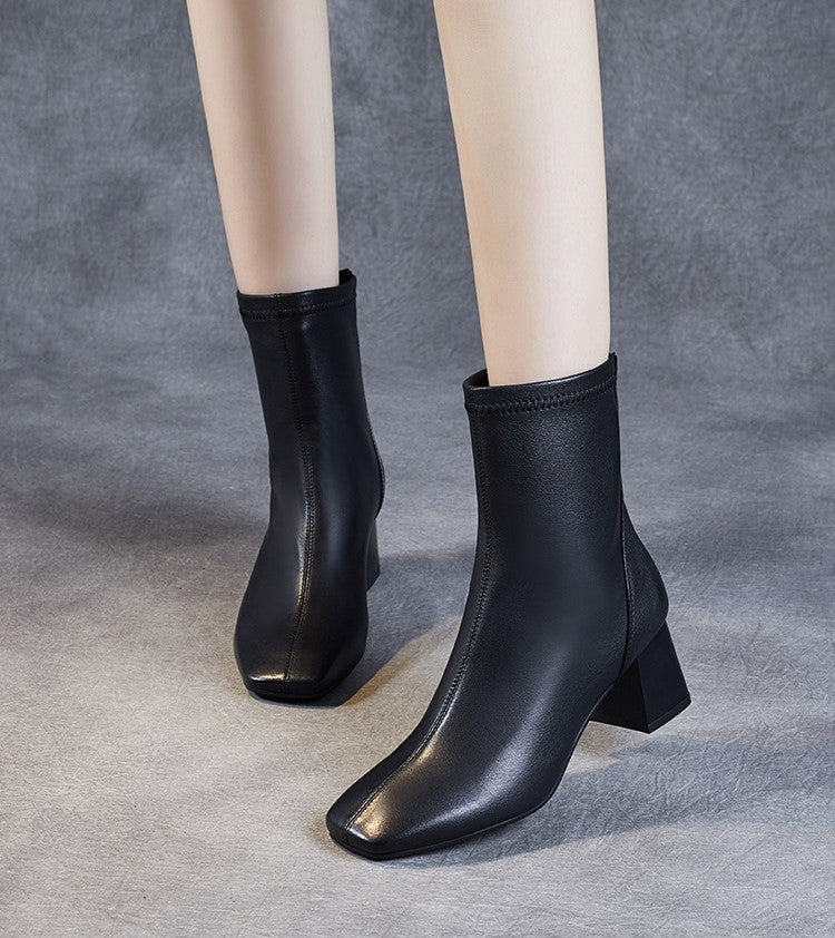 Sheepskin Leather Mid-Calf Boots - skyjackerz