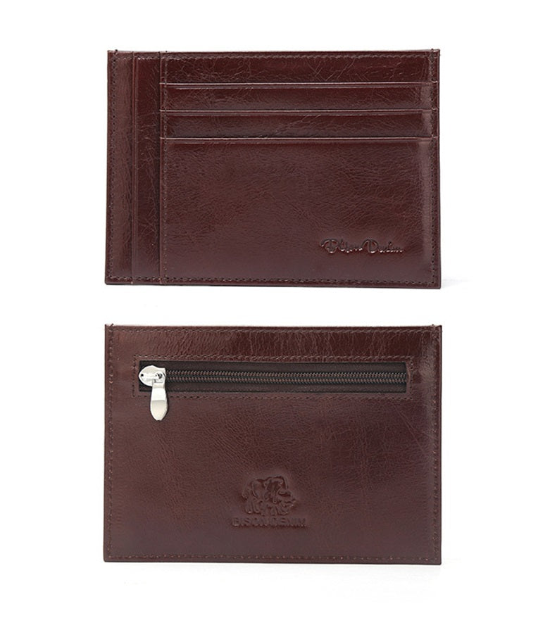 Black Leather Men's Mini RFID Blocking Retro Wallet - skyjackerz