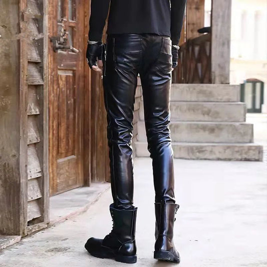 Men's Hipster Motorcycle Leather Pants - skyjackerz