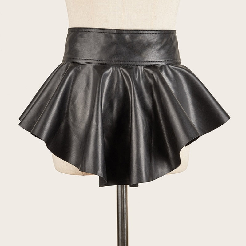 Women Leather Black Peplum Skirt - skyjackerz
