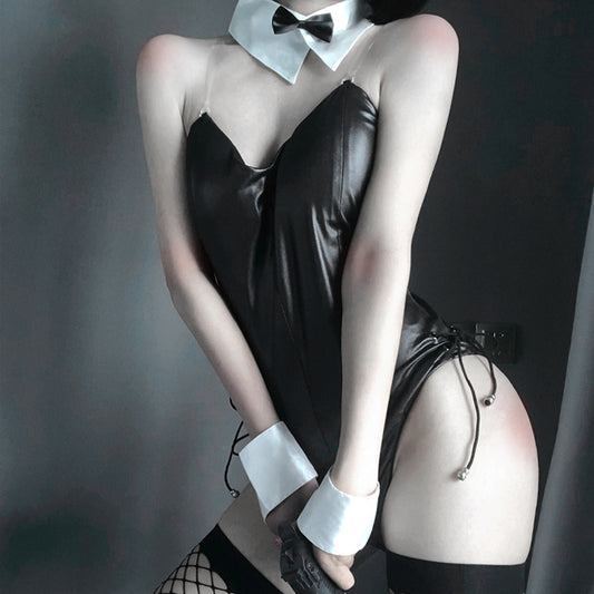 Black / Without Pantyhose / M Cute Bunny Leather Set for Women - skyjackerz