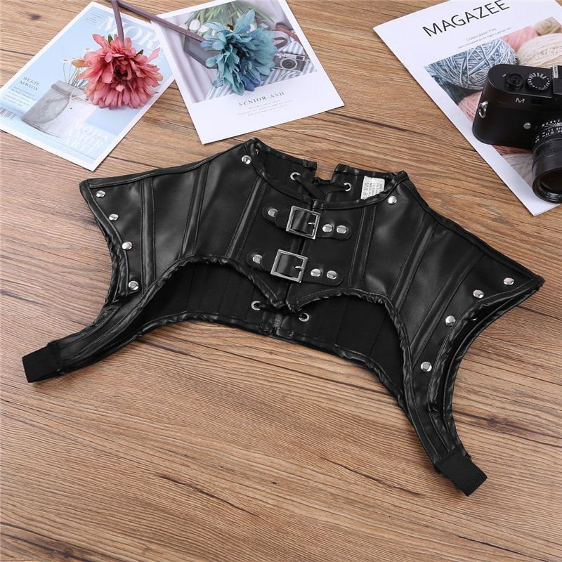 Women Leather Goth Chest Harness - skyjackerz