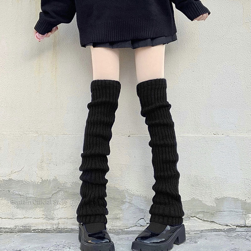 White-40cm Women's Cozy Knit Boot Stockings - skyjackerz