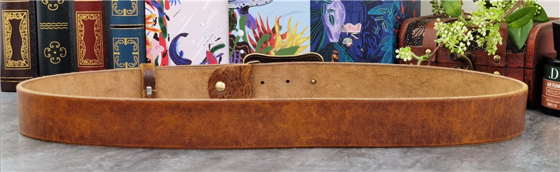 Yellow Brown / 95 cm Luxury Carved Leather Belt for Men - Floral Design - skyjackerz