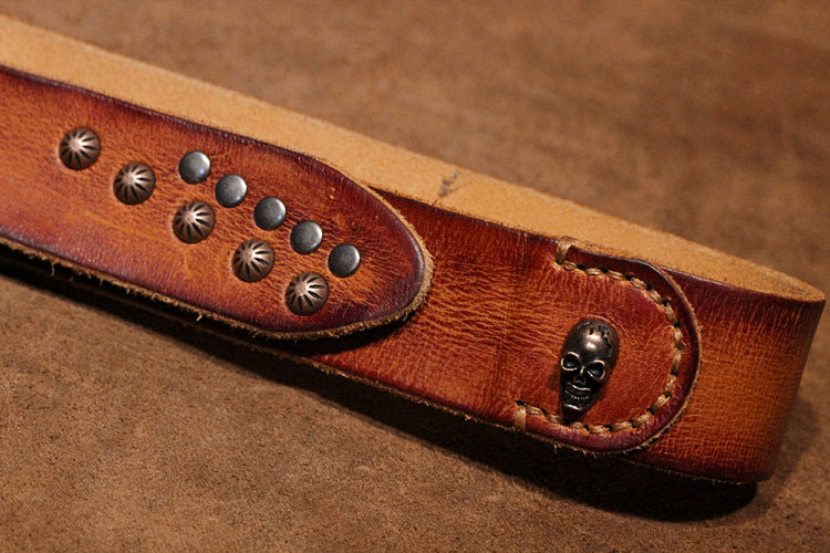 Brown / 105 cm Punk Style Men's Pin Buckle Leather Belt - skyjackerz
