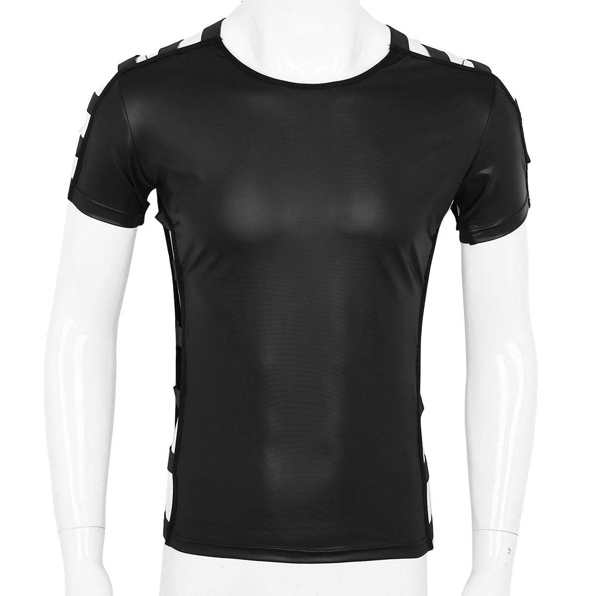 Men's Leather Sexy Cut Out Top - skyjackerz