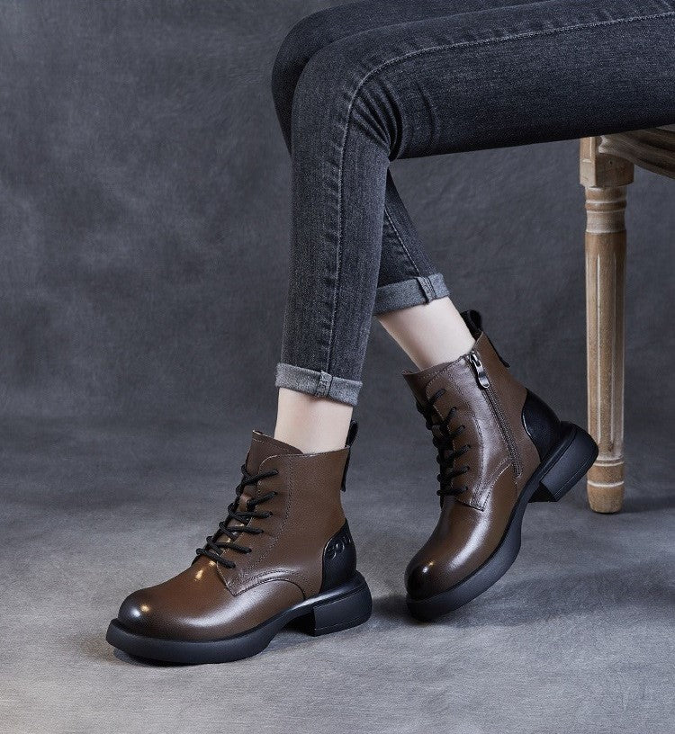 Women's Calfskin Warm Short Boots - skyjackerz
