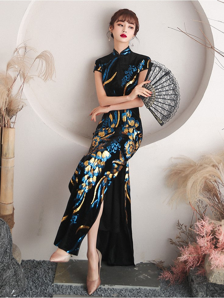Women Catwalk Cheongsam Long Dress - skyjackerz