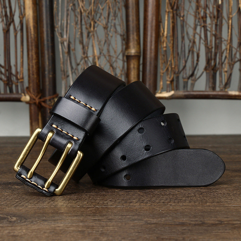 Men's Retro Double Needle Leather Belt - skyjackerz