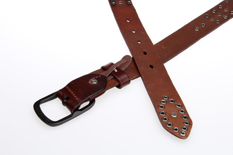 Black / 105 cm Unique Bullet Design Genuine Leather Belt for Men - skyjackerz