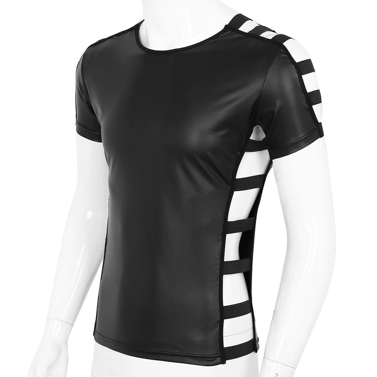 Men's Leather Sexy Cut Out Top - skyjackerz