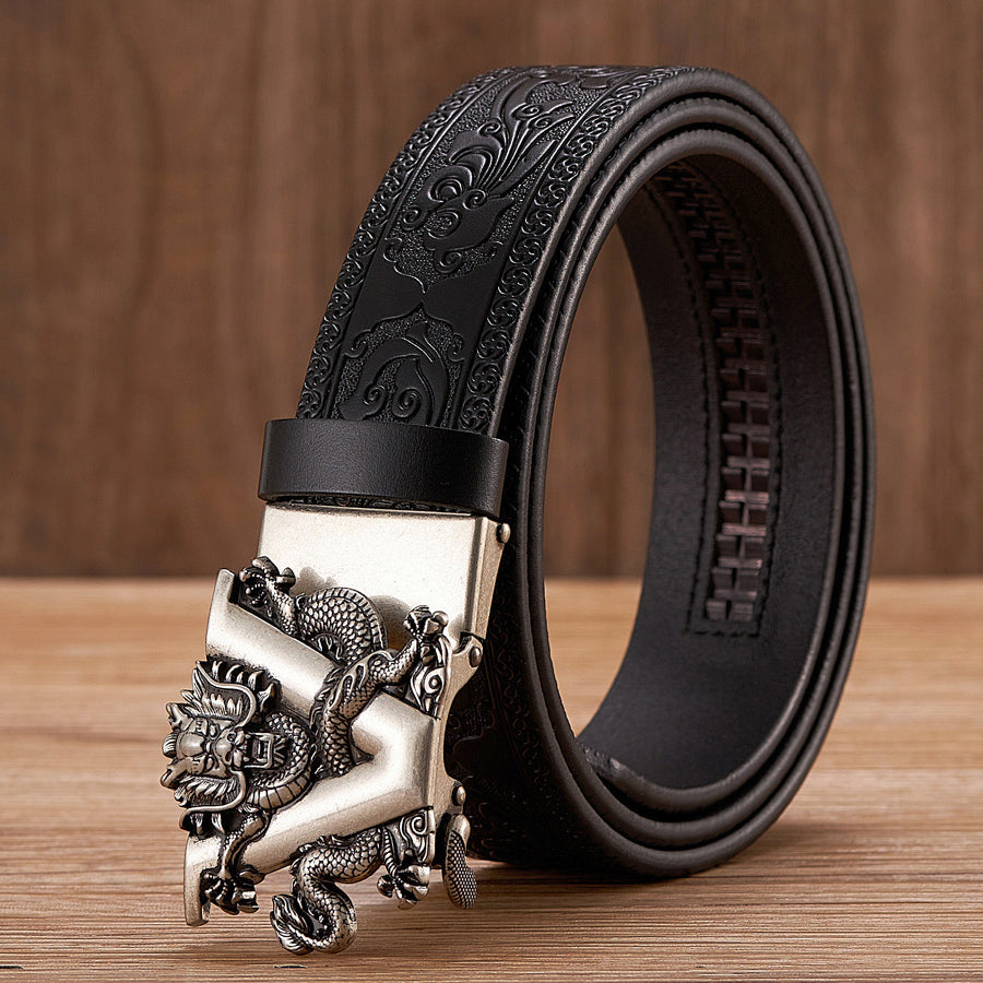 Men's Dragon Alloy Automatic Leather Belt - skyjackerz