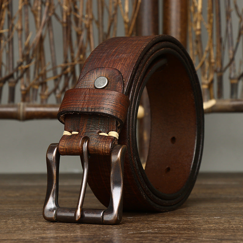Red Brown / 100 cm Men's Dress Belt - Business Style Pin Buckle - skyjackerz