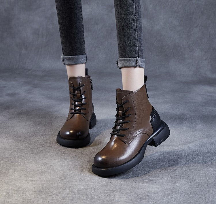 Khaki / With / 5 Women's Calfskin Warm Short Boots - skyjackerz