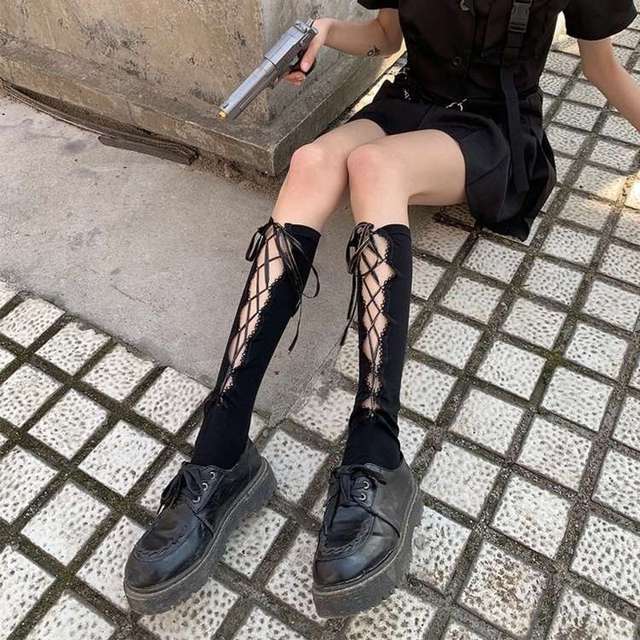 Black-2 / One-Size Women's Sexy Long Tube Calf Socks - skyjackerz