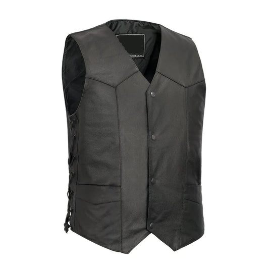 Black / Small Carbine - Men's Classic Western Style Leather Vest - skyjackerz