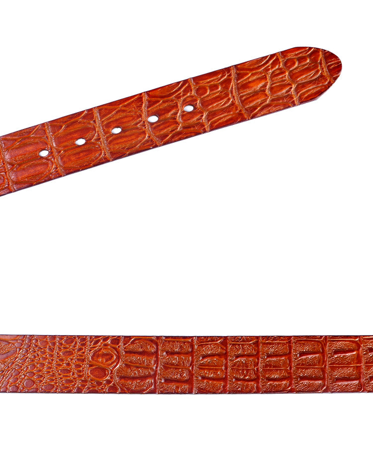 Black / 95 cm Men's Designer Belt with Crocodile Pattern - skyjackerz