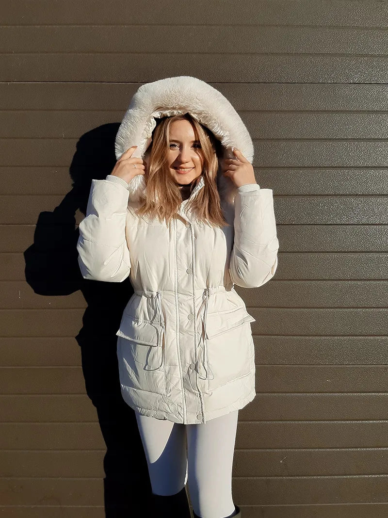 Women Thick Warm Padded Fur Parka
