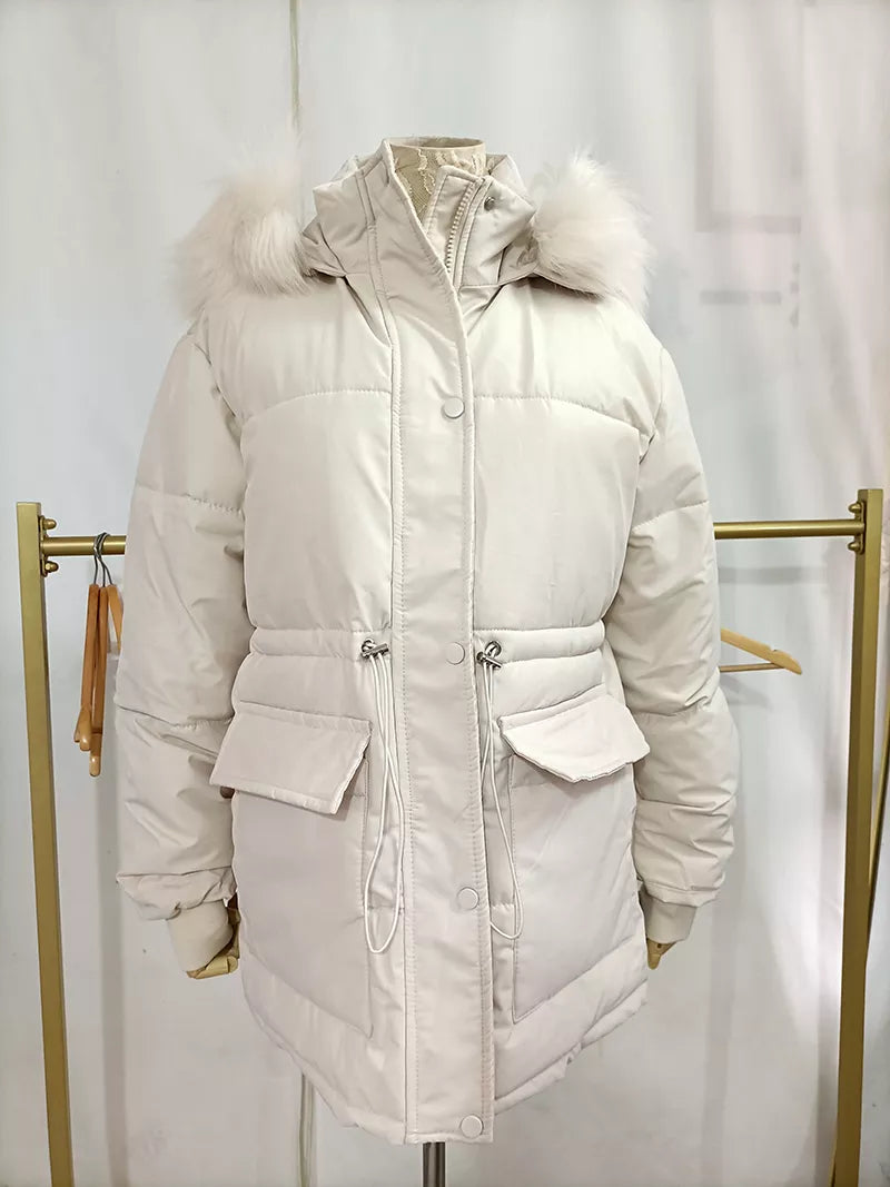 Women Thick Warm Padded Fur Parka