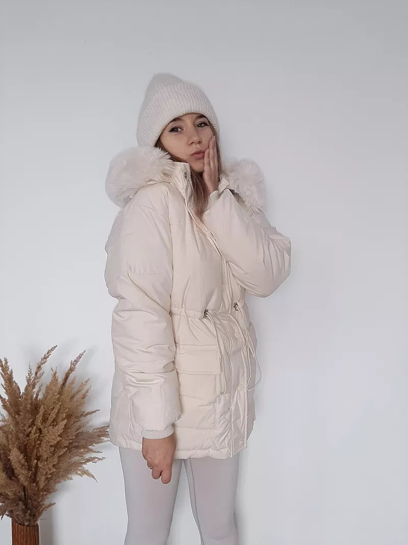 Women Thick Warm Padded Fur Parka