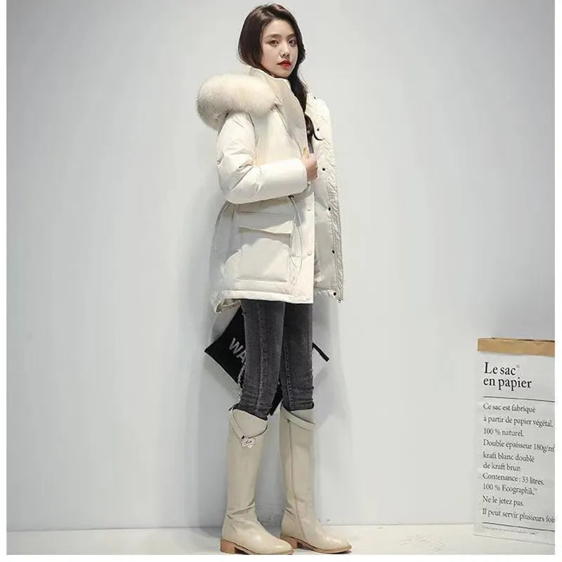 Women Thick Warm Padded Fur Parka