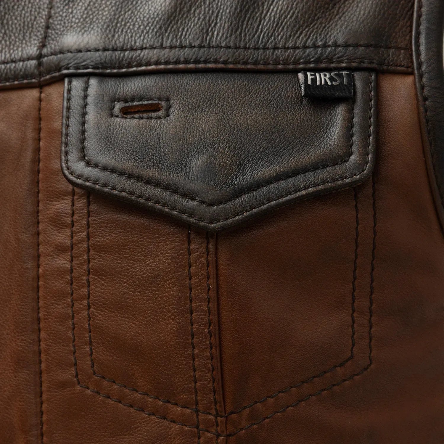 Small Vintage Whiskey Brown Motorcycle Leather Vest - skyjackerz