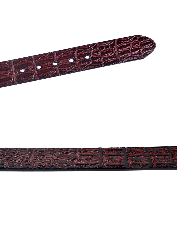 Black / 95 cm Men's Designer Belt with Crocodile Pattern - skyjackerz