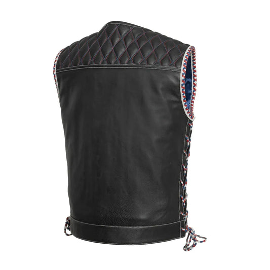 Small Captain Men's Club Style Leather Vest - skyjackerz