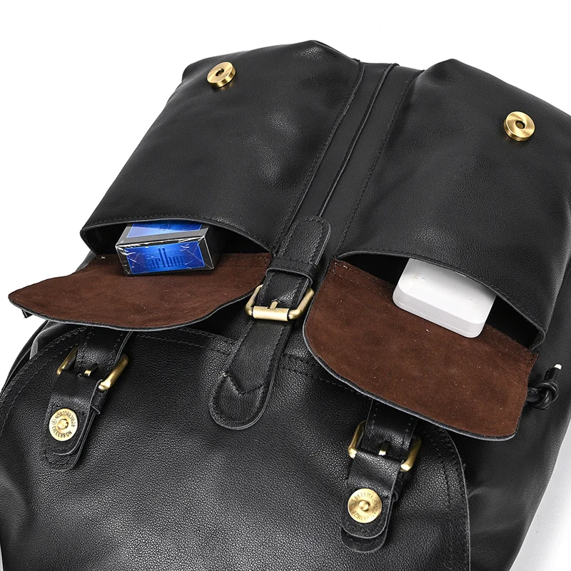 Coffee RusticRidge Leather Backpack - skyjackerz