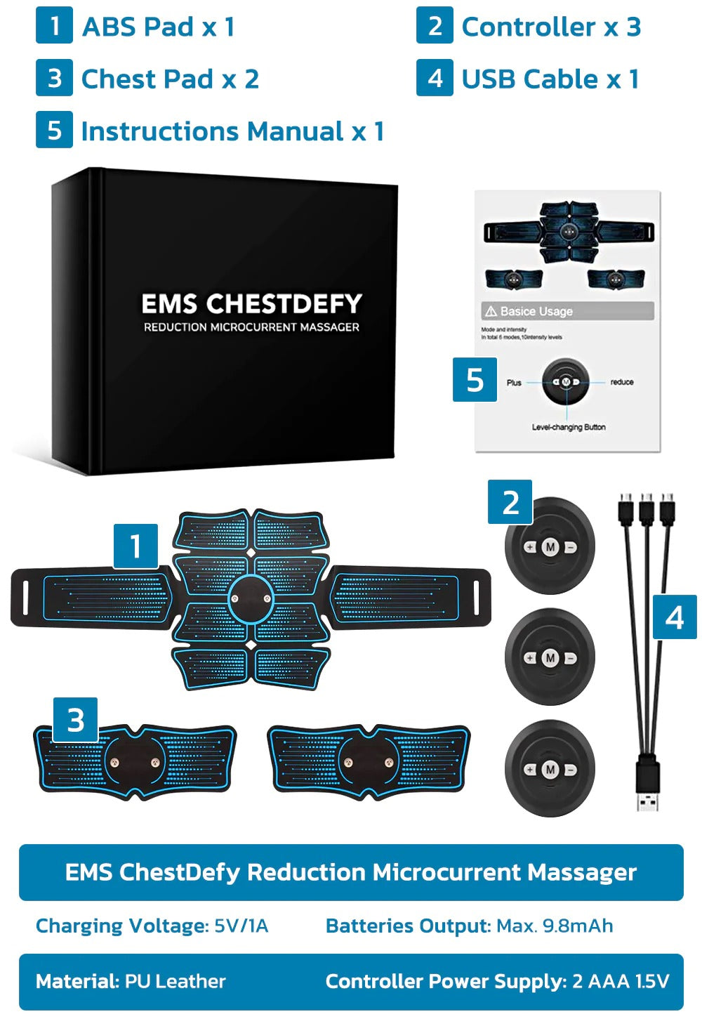 Black EMS Microcurrent Massager - skyjackerz