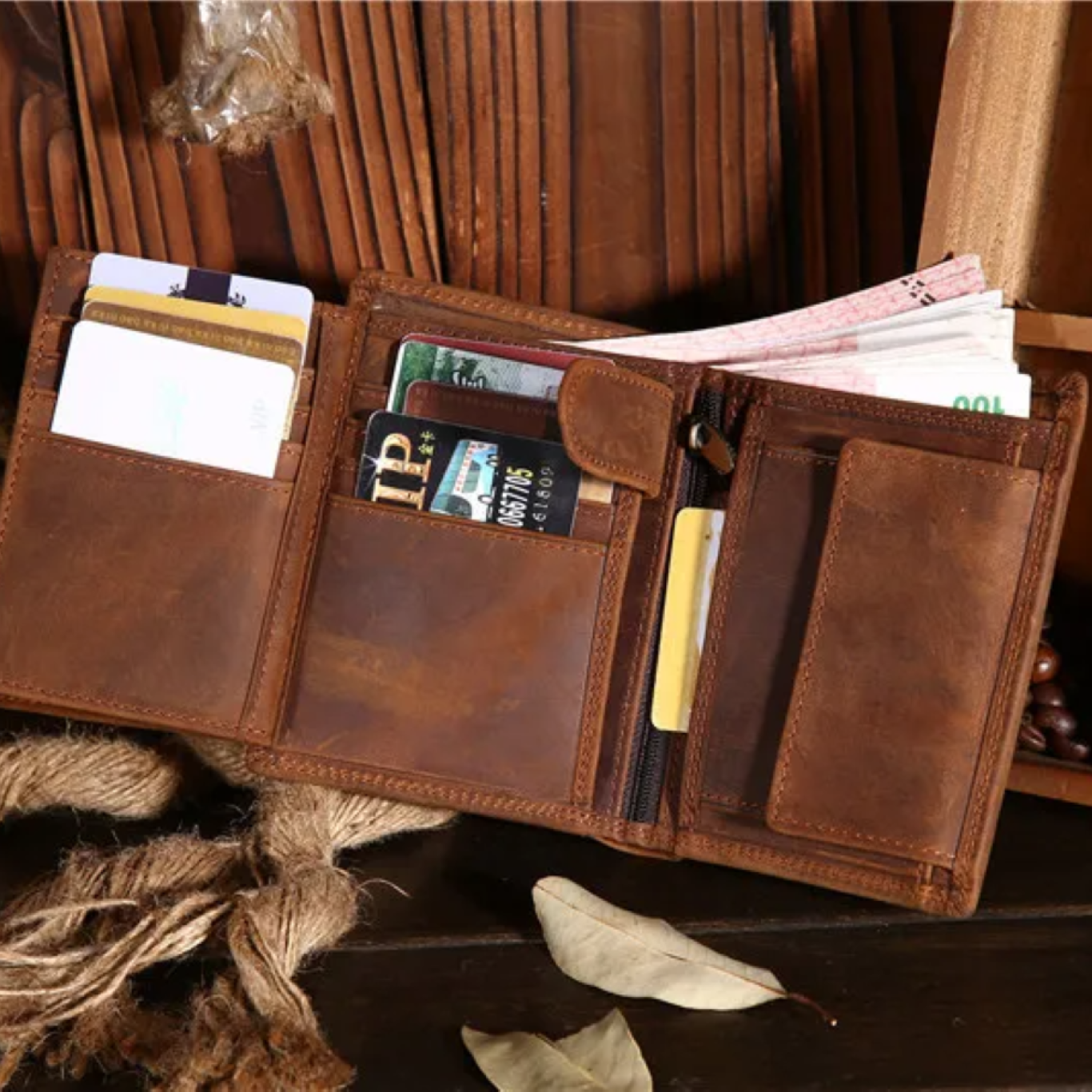 Red-Brown Heritage Men's Leather Wallet - skyjackerz