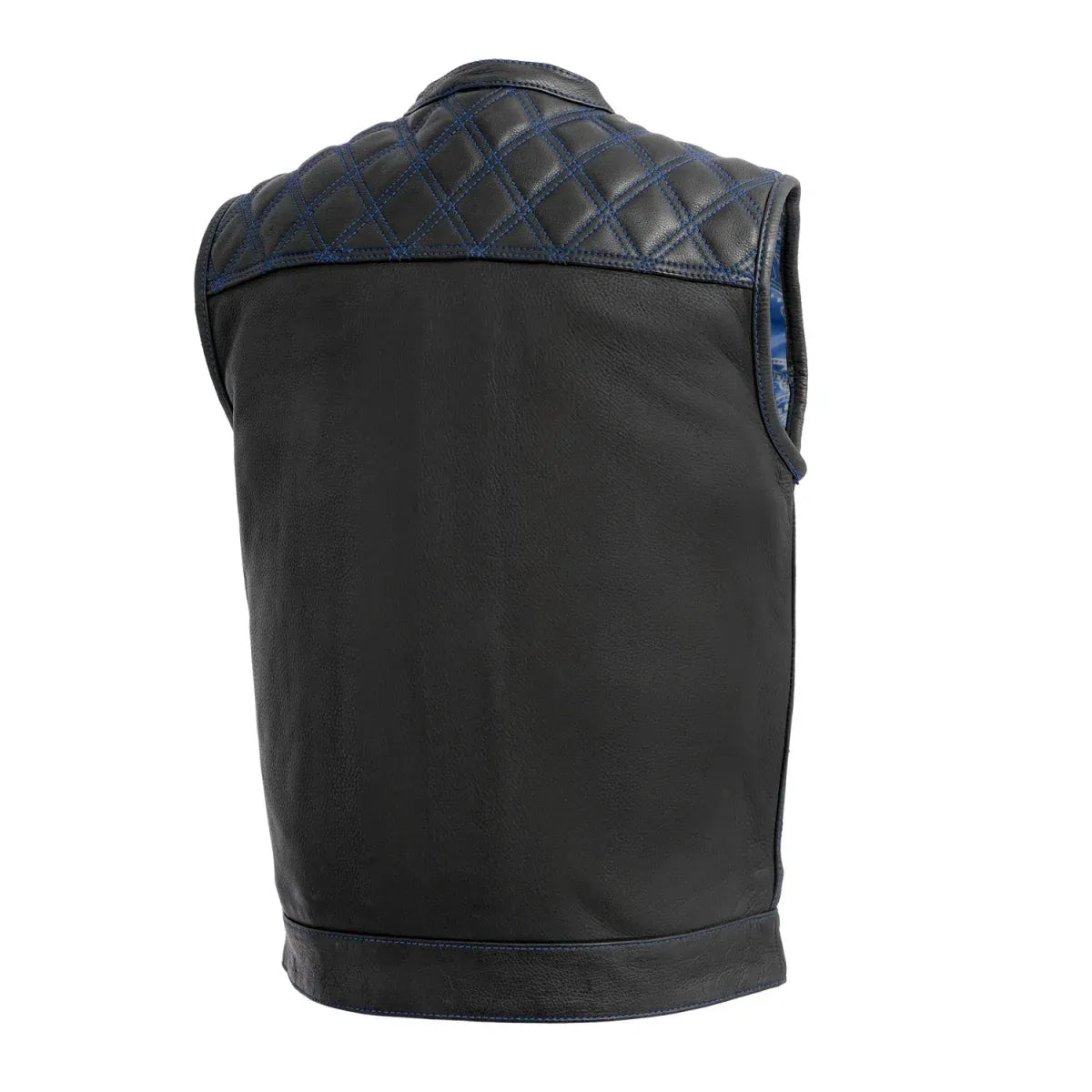 Black / Small Downside Men's Club Style Leather Vest - skyjackerz