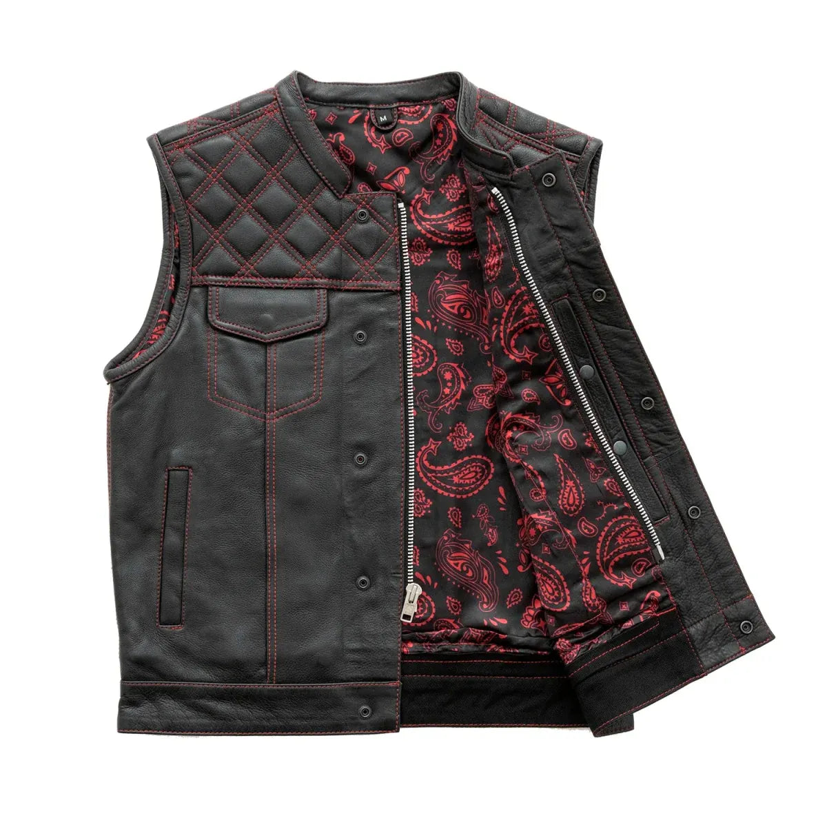 Black / Small Downside Men's Club Style Leather Vest - skyjackerz