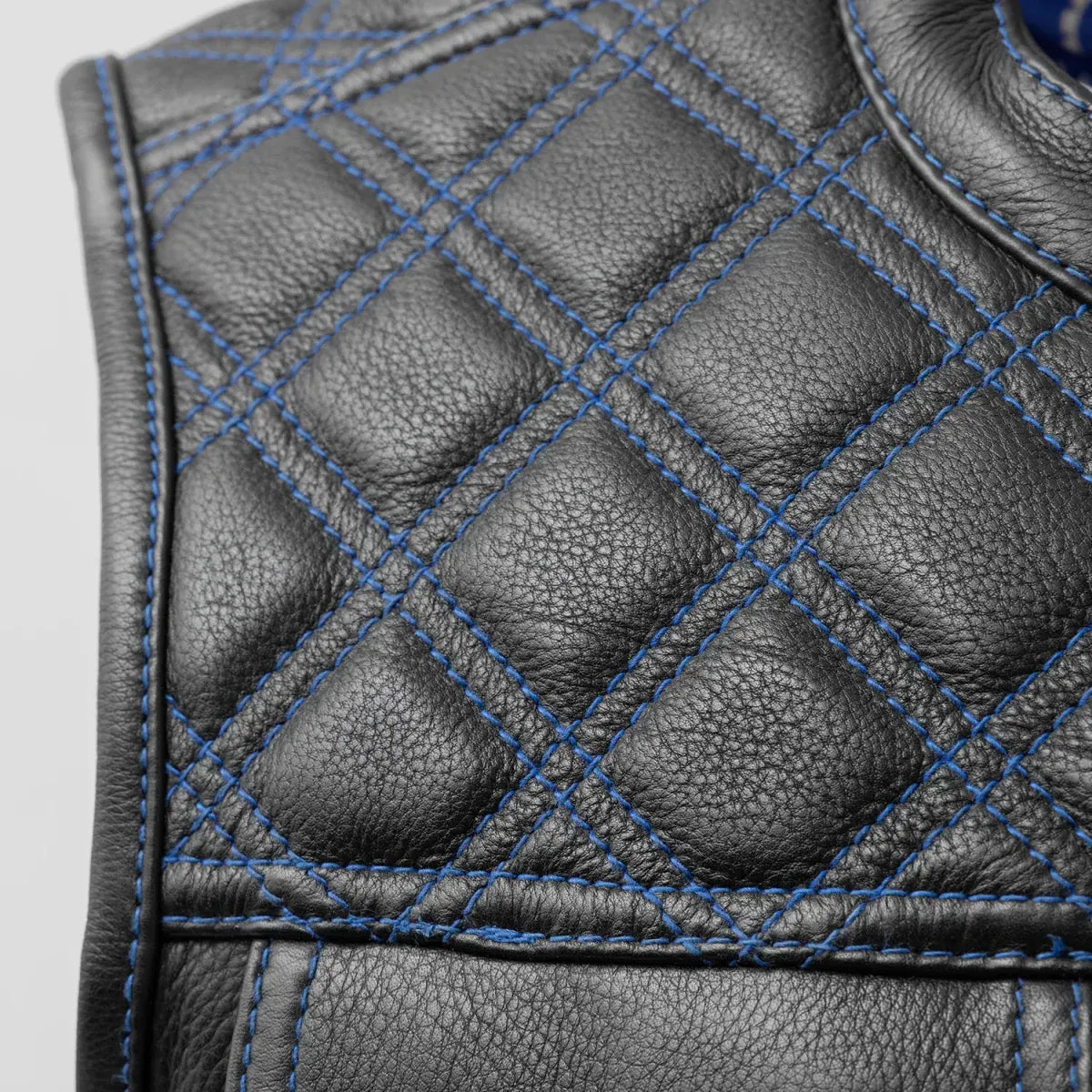 Black / Small Downside Men's Club Style Leather Vest - skyjackerz