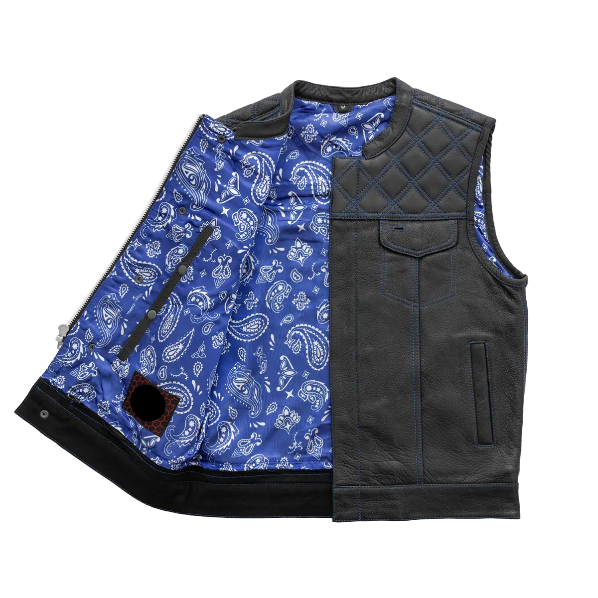 Black / Small Downside Men's Club Style Leather Vest - skyjackerz