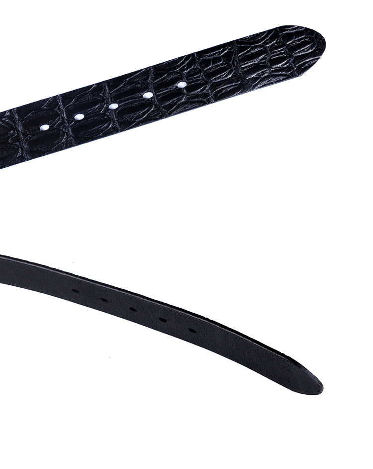 Black / 95 cm Men's Designer Belt with Crocodile Pattern - skyjackerz