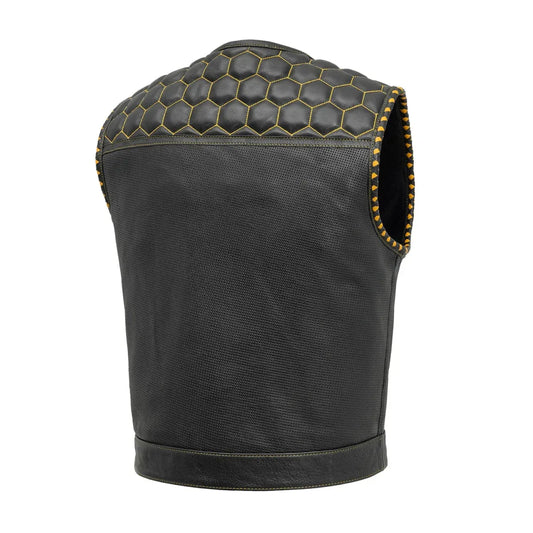 Small Lowside Hornet Perforated Men's Leather Vest - skyjackerz