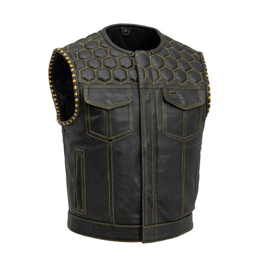 Small Lowside Hornet Perforated Men's Leather Vest - skyjackerz