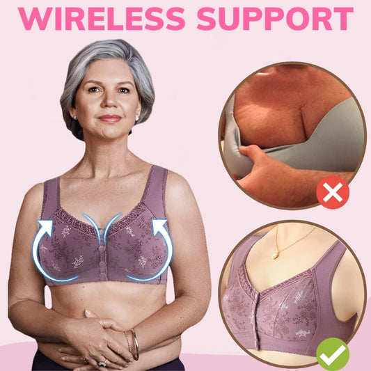 Beige / L Cotton Front Closure Bra - skyjackerz