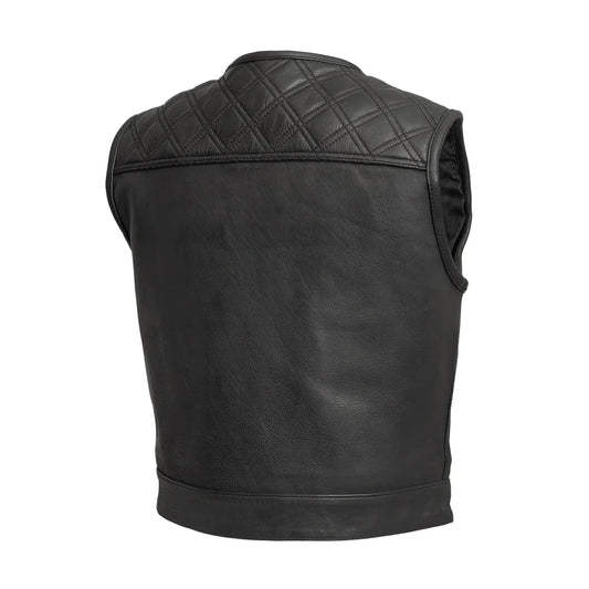 Black / Small Shell Shock - Men's Motorcycle Leather Vest - skyjackerz