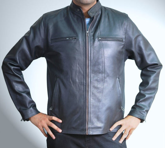 Medium Plain Black Leather Jacket For Men - skyjackerz