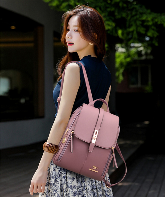 Black Stylish Leather Backpack for Women - Leather Backpack Purse - skyjackerz