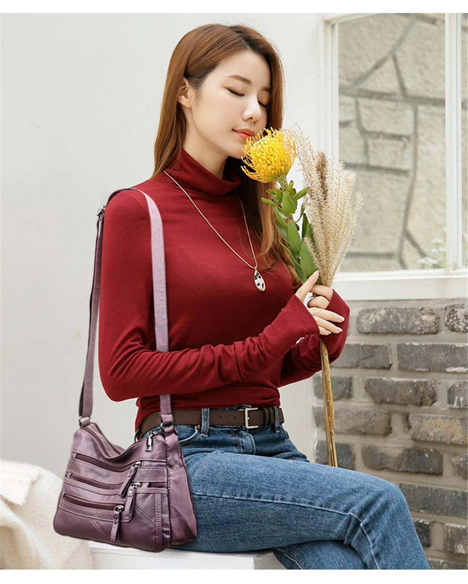 Burgundy Aubrey Leather Shoulder Bag for Women - Stylish Handbag - skyjackerz